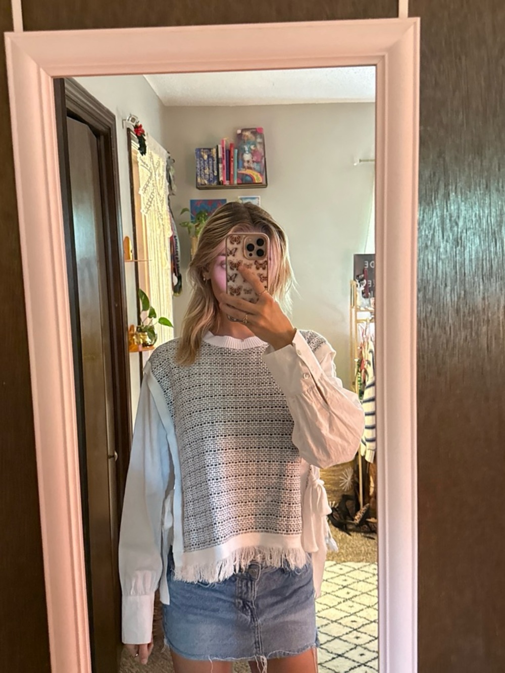 White Fringe Professional Sweater Top